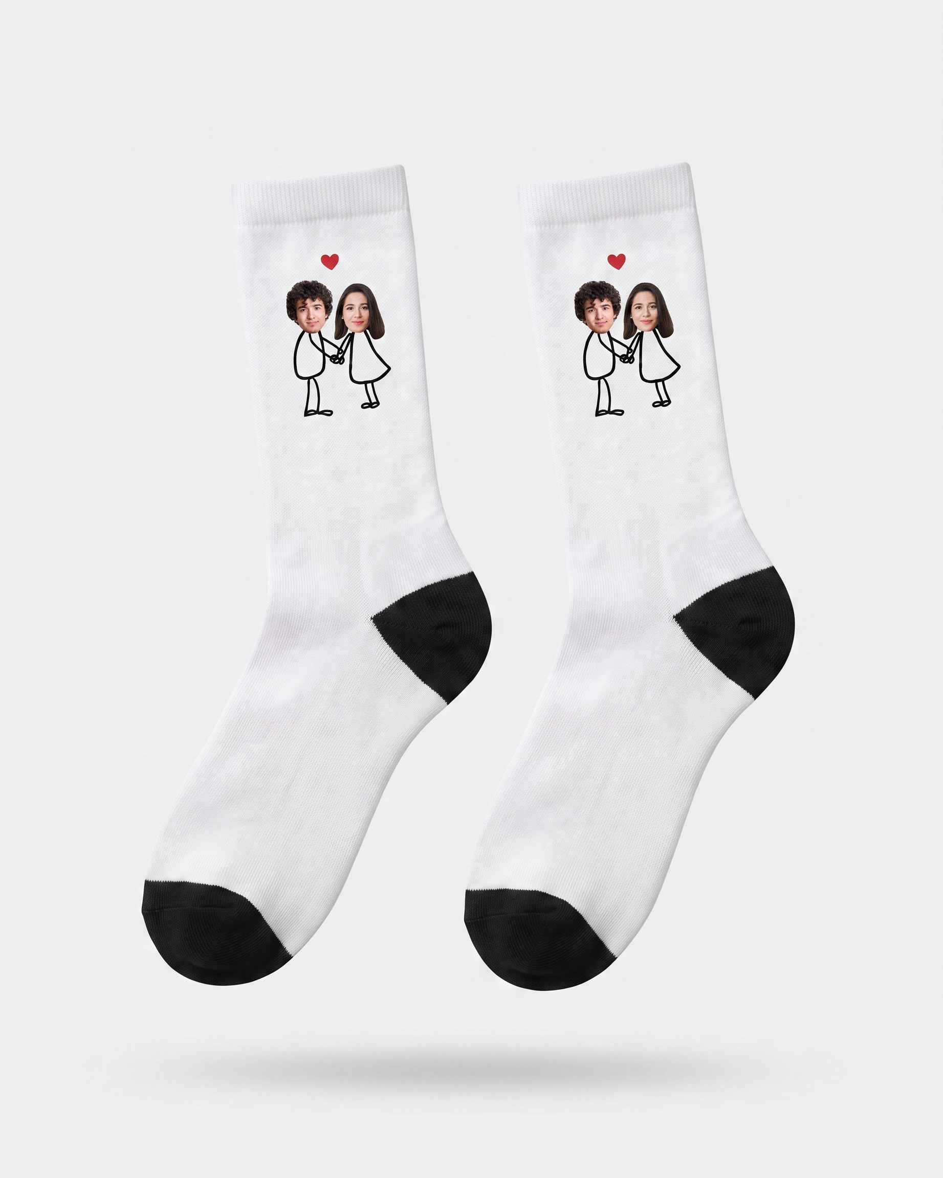 Chaussette avec couples et coeur