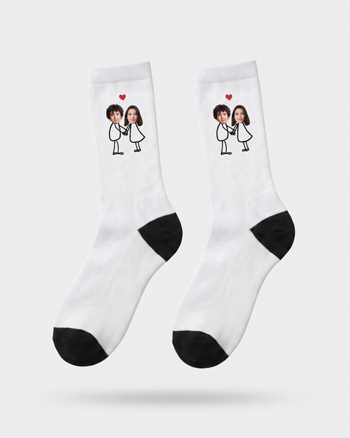 Chaussette avec couples et coeur