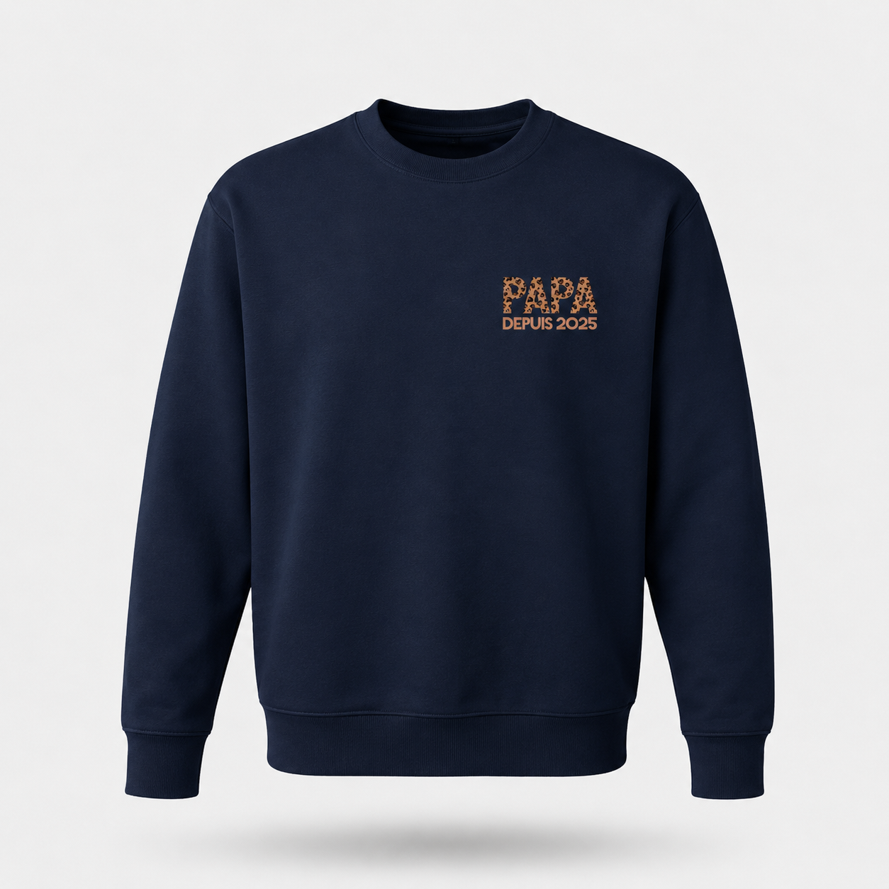 Sweatshirt homme PAPA personnalisé léopard et date