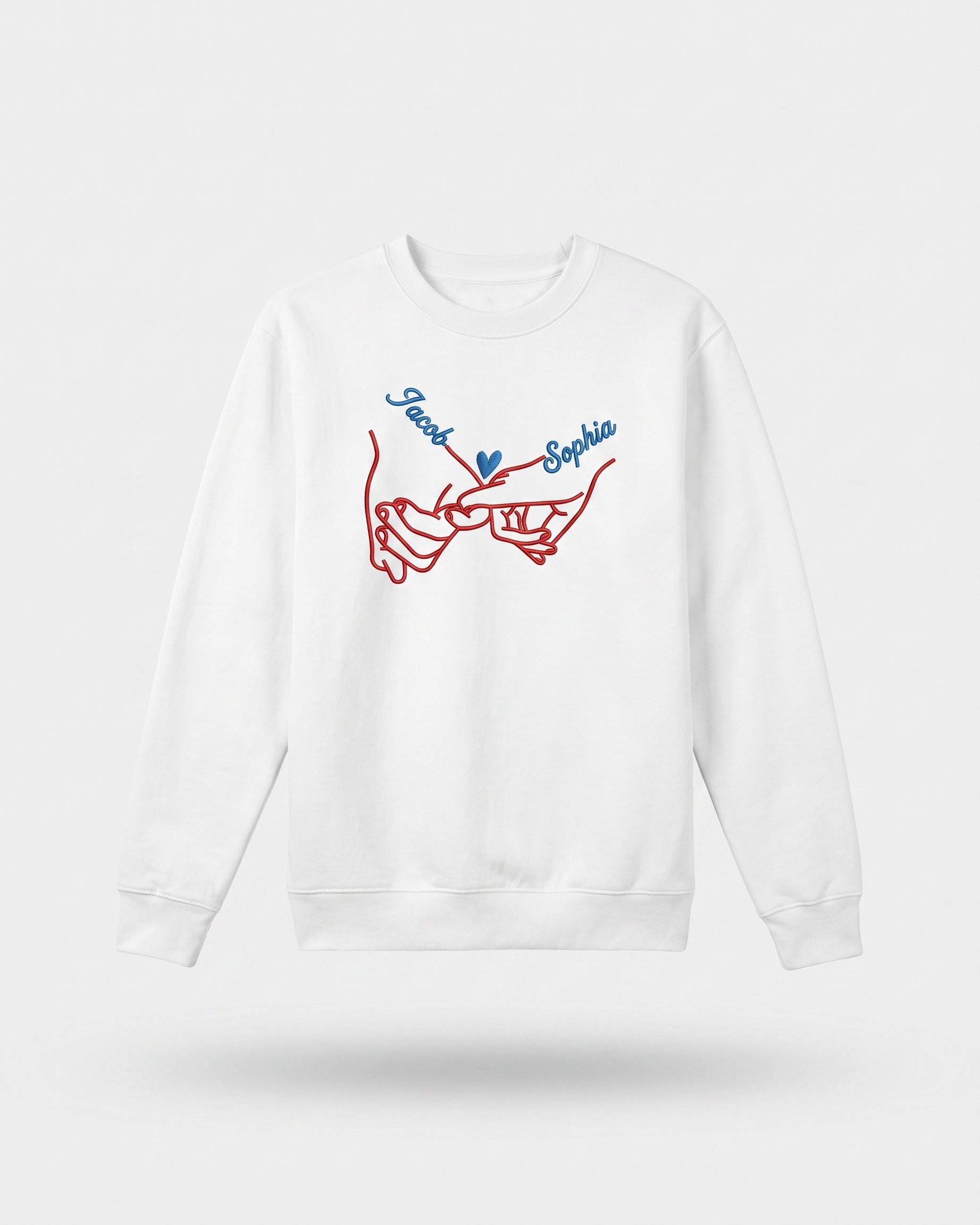 T-shirt couple personnalisé — mains liées & prénoms