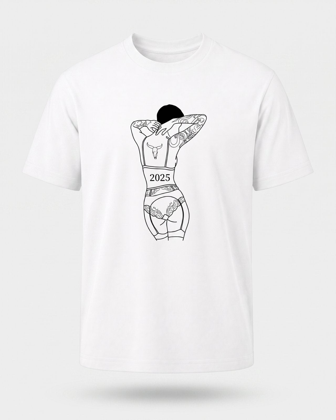 T-shirt couple personnalisé — portrait & date — vue 2
