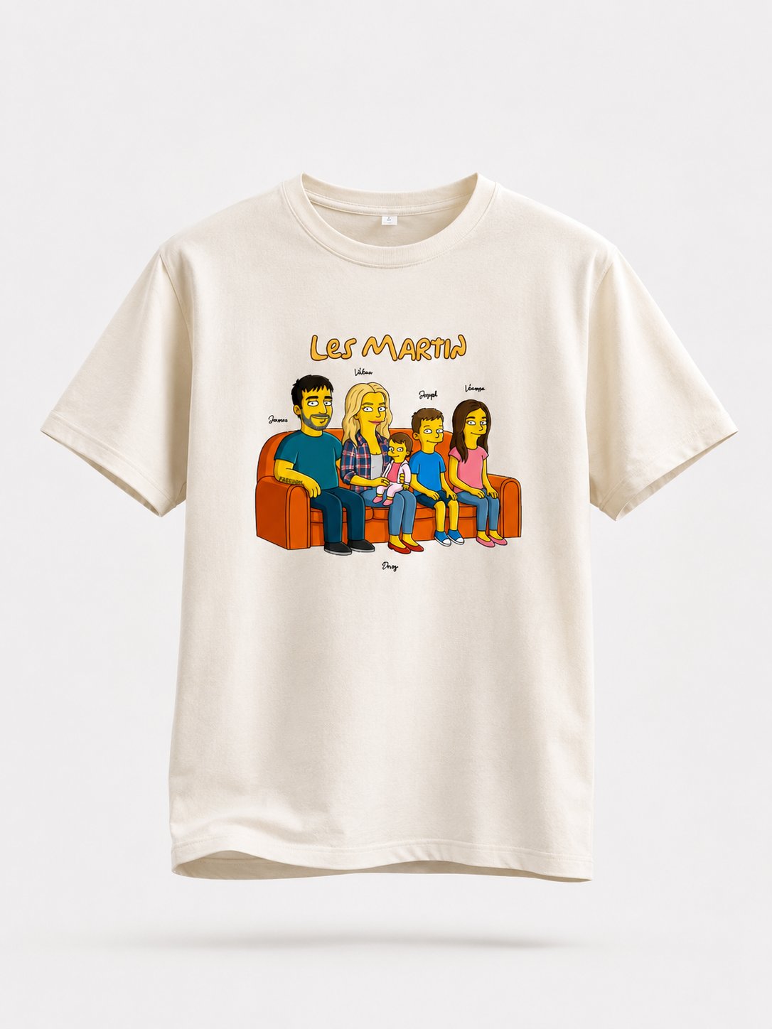 T-shirt Portrait Famille Personnalisé illustré papa enfants — vue 2