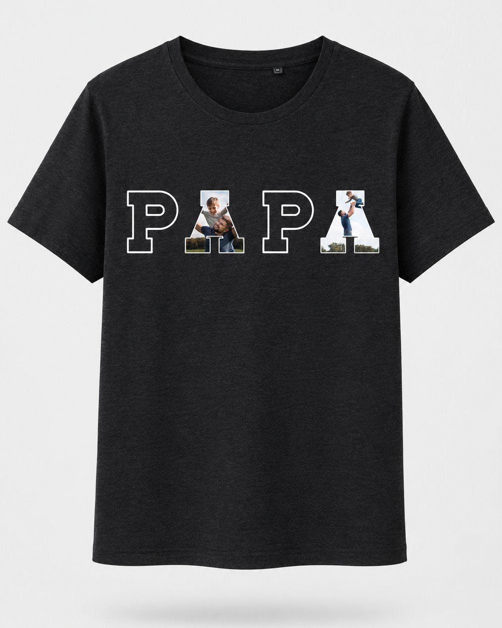 T-shirt PAPA personnalisé photos enfants imprimé France — vue 1 (version précédente)