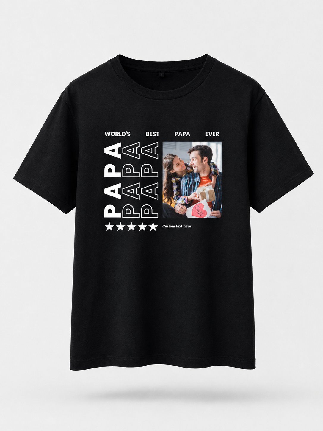 T-shirt World's Best Papa personnalisé photos famille France — vue 2