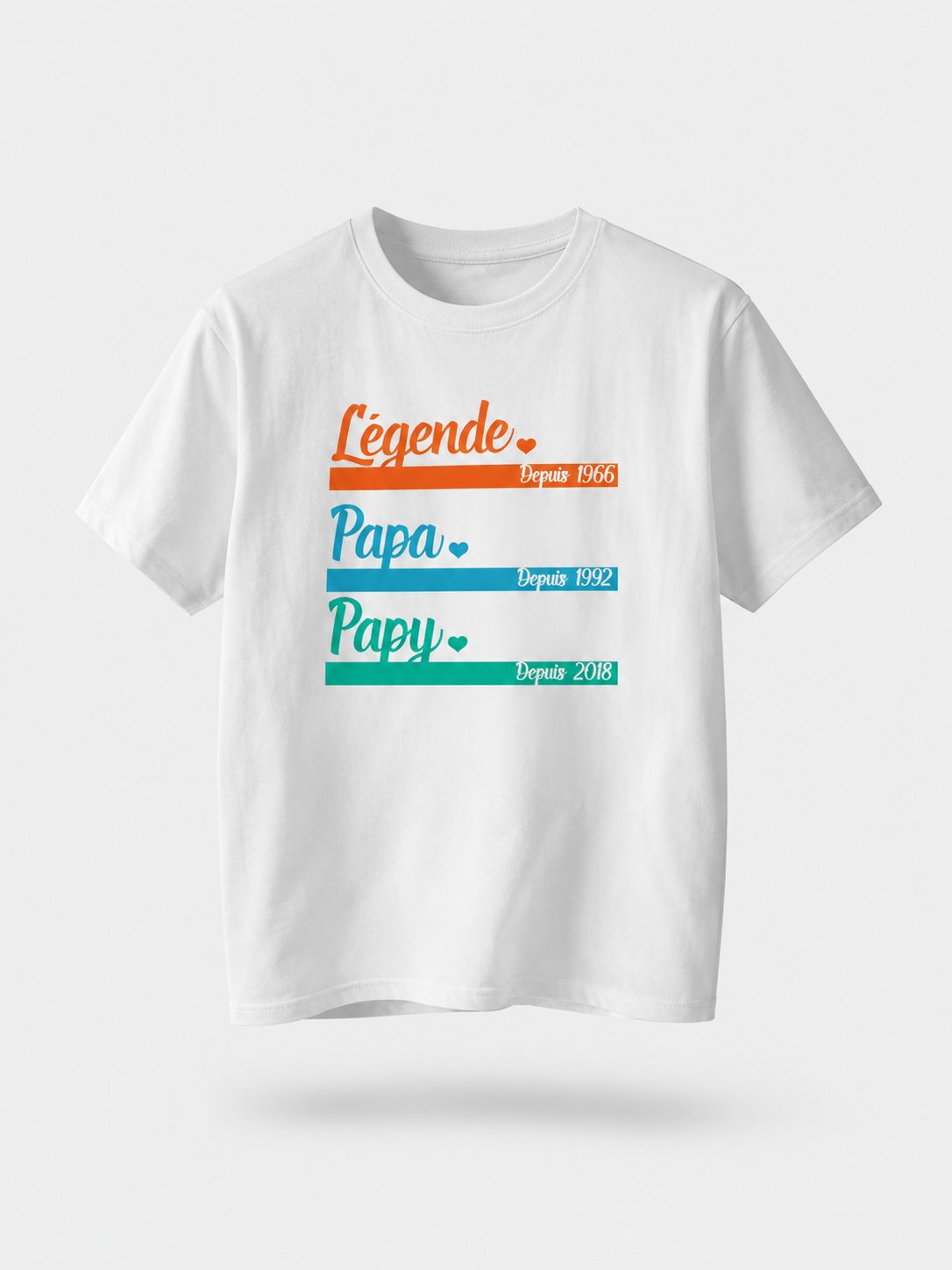 T-shirt Légende Papa Papi personnalisé date 2 générations — vue 2