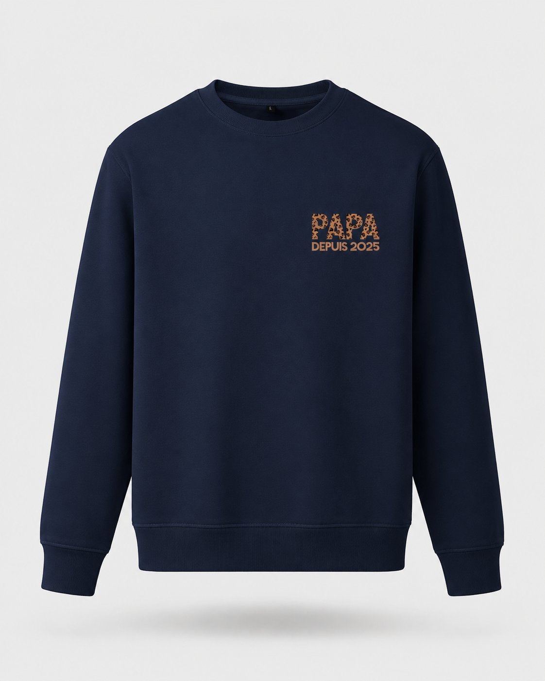 Sweat Papa léopard date personnalisé brodé France — vue 1 (version précédente)
