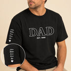 T-shirt DAD personnalisé prénom enfants brodé manche — vue 2