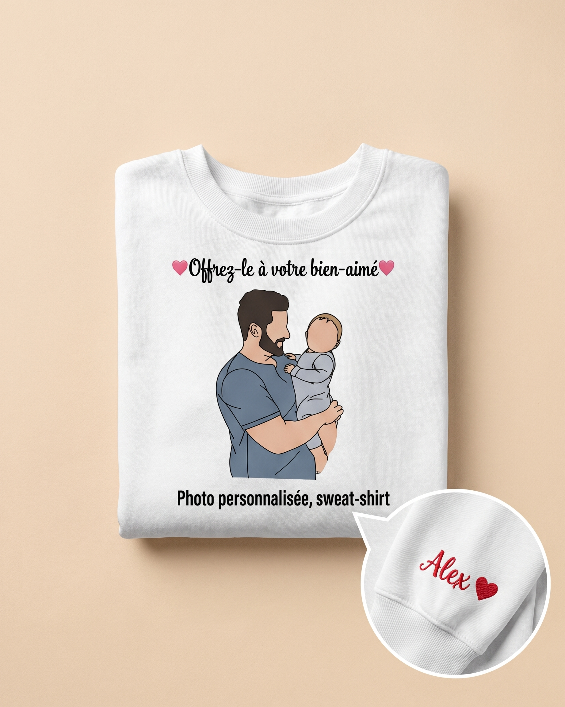 T-shirt couple personnalisé — votre photo à deux