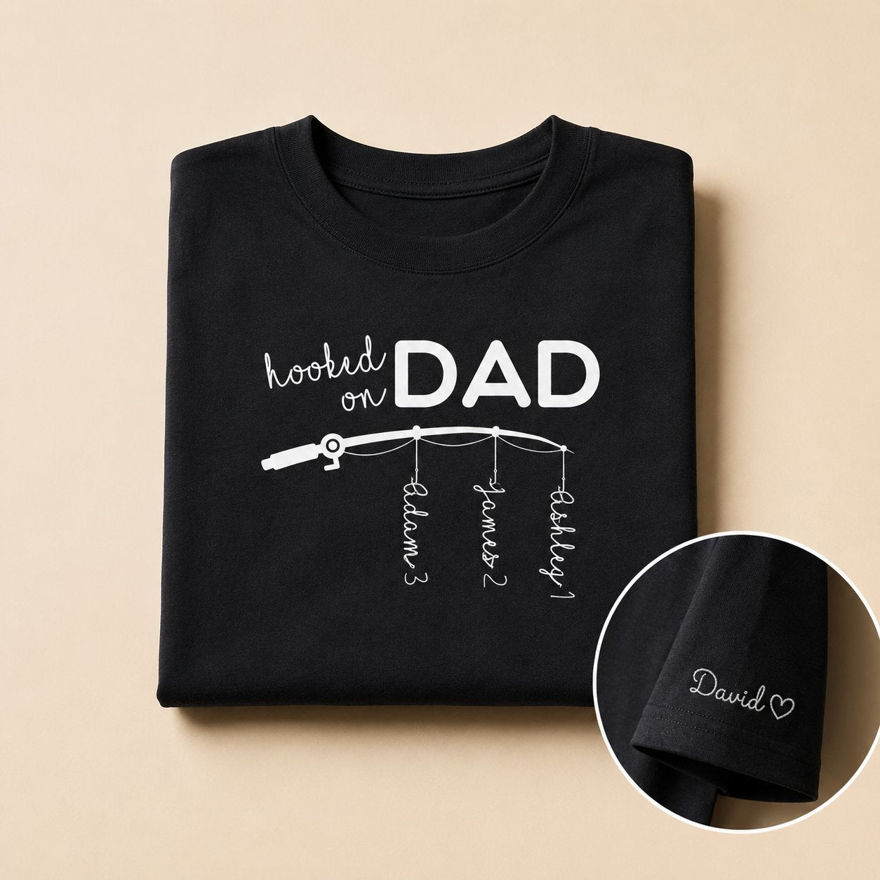 T-shirt Papa Pêcheur personnalisé prénom brodé France