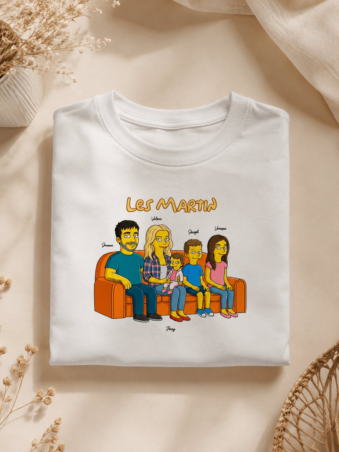 T-shirt Portrait Famille Personnalisé illustré papa enfants — vue 3