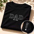 T-shirt DAD personnalisé prénom enfants brodé manche — vue 3