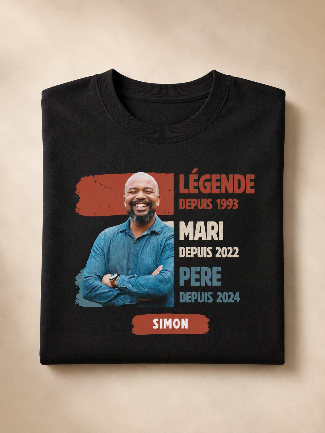 T-shirt Legend Photo Papa personnalisé portrait enfant France — vue 3