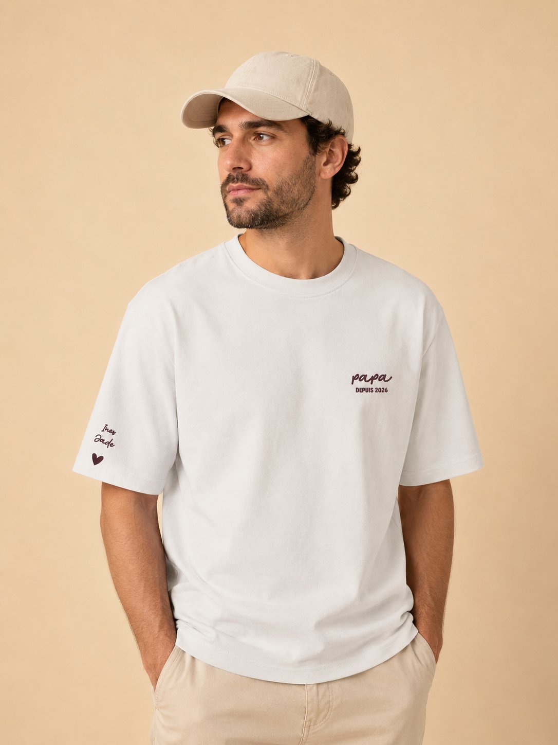 T-shirt papa personnalisé brodé prénom enfants — vue 1 (version précédente)