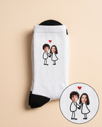Chaussette avec couples et coeur