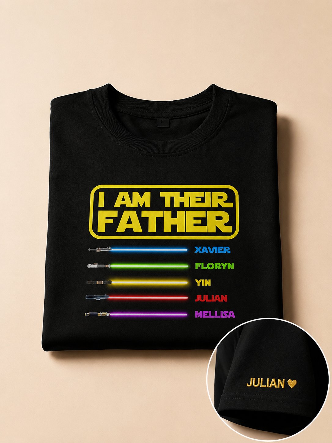 T-shirt I Am Their Father personnalisé prénoms brodés Star Wars — vue 3