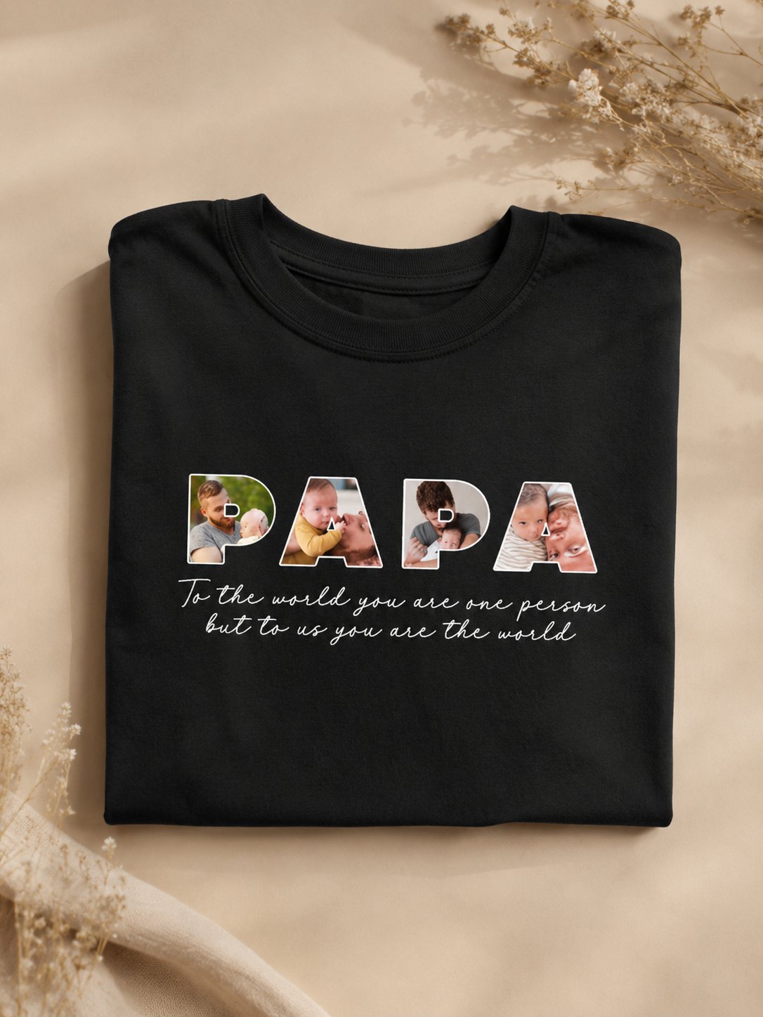 T-shirt PAPA photos dans les lettres personnalisé enfants