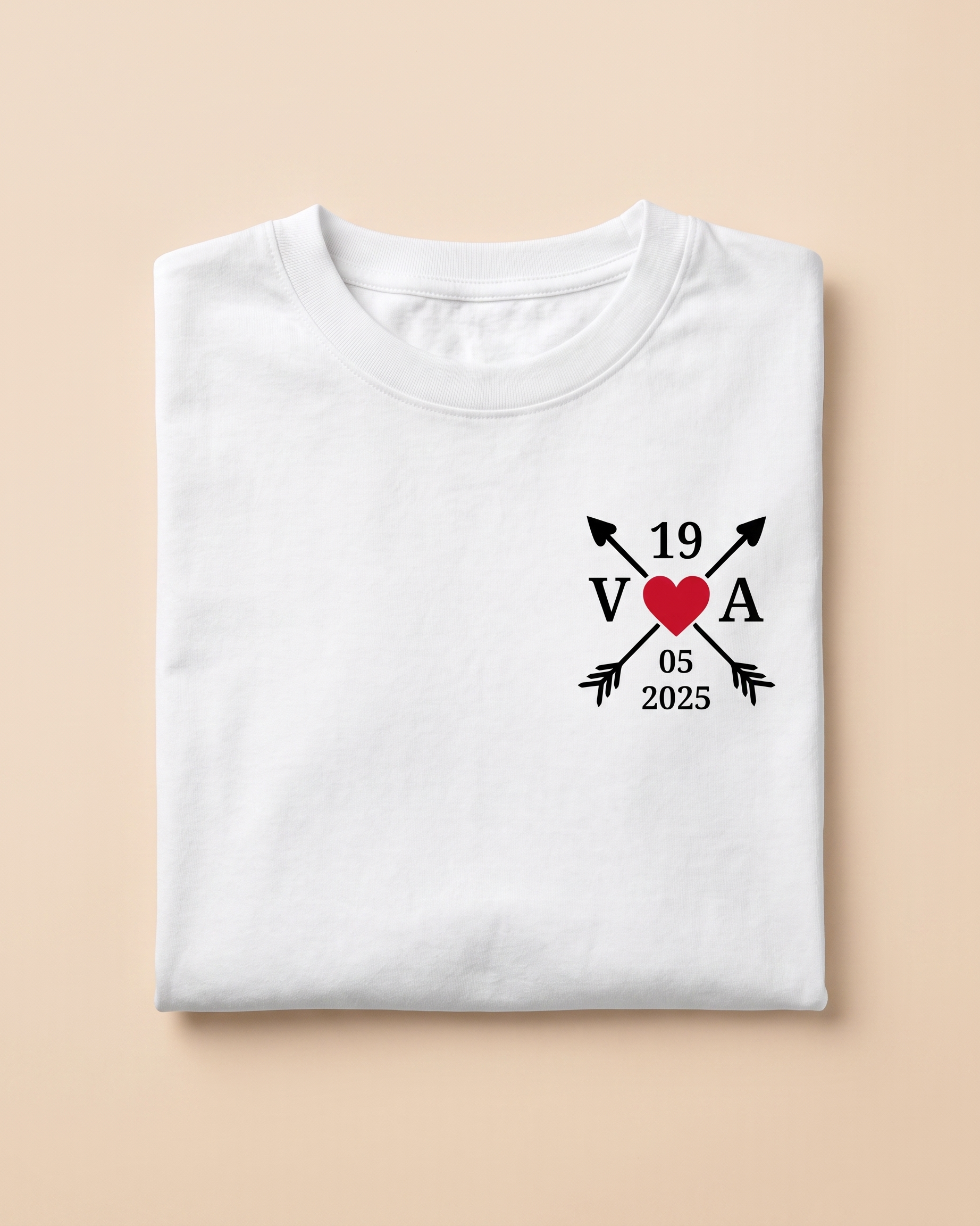 T-shirt couple personnalisé — cœur & votre date