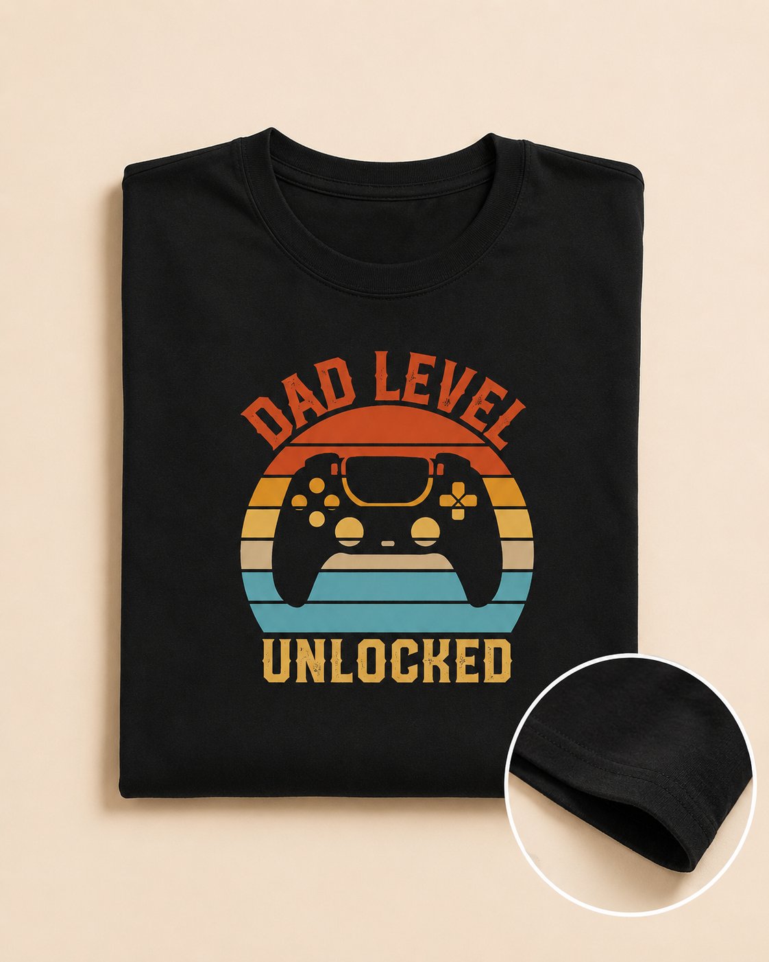 T-shirt Dad Level Gamer personnalisé date pixel rétro — vue 1 (version précédente)