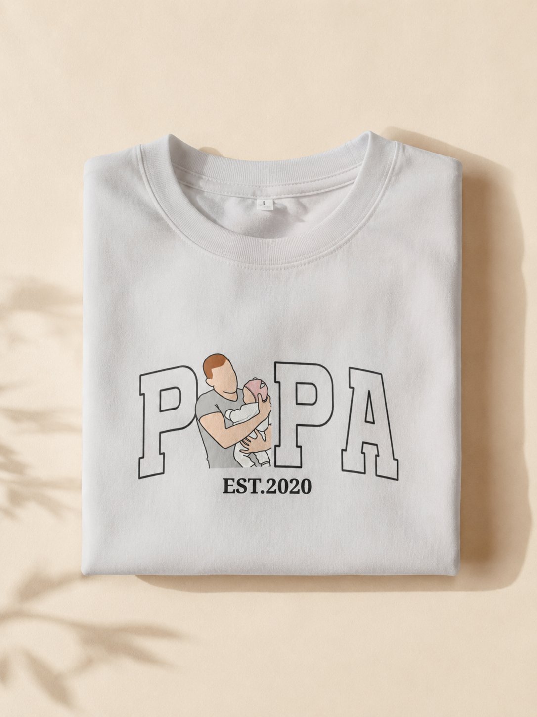 T-shirt Papa Est. personnalisé date brodé France