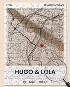 Puzzle personnalisé Carte Lieu de Rencontre Couple — cadeau Saint-Valentin — vue 3