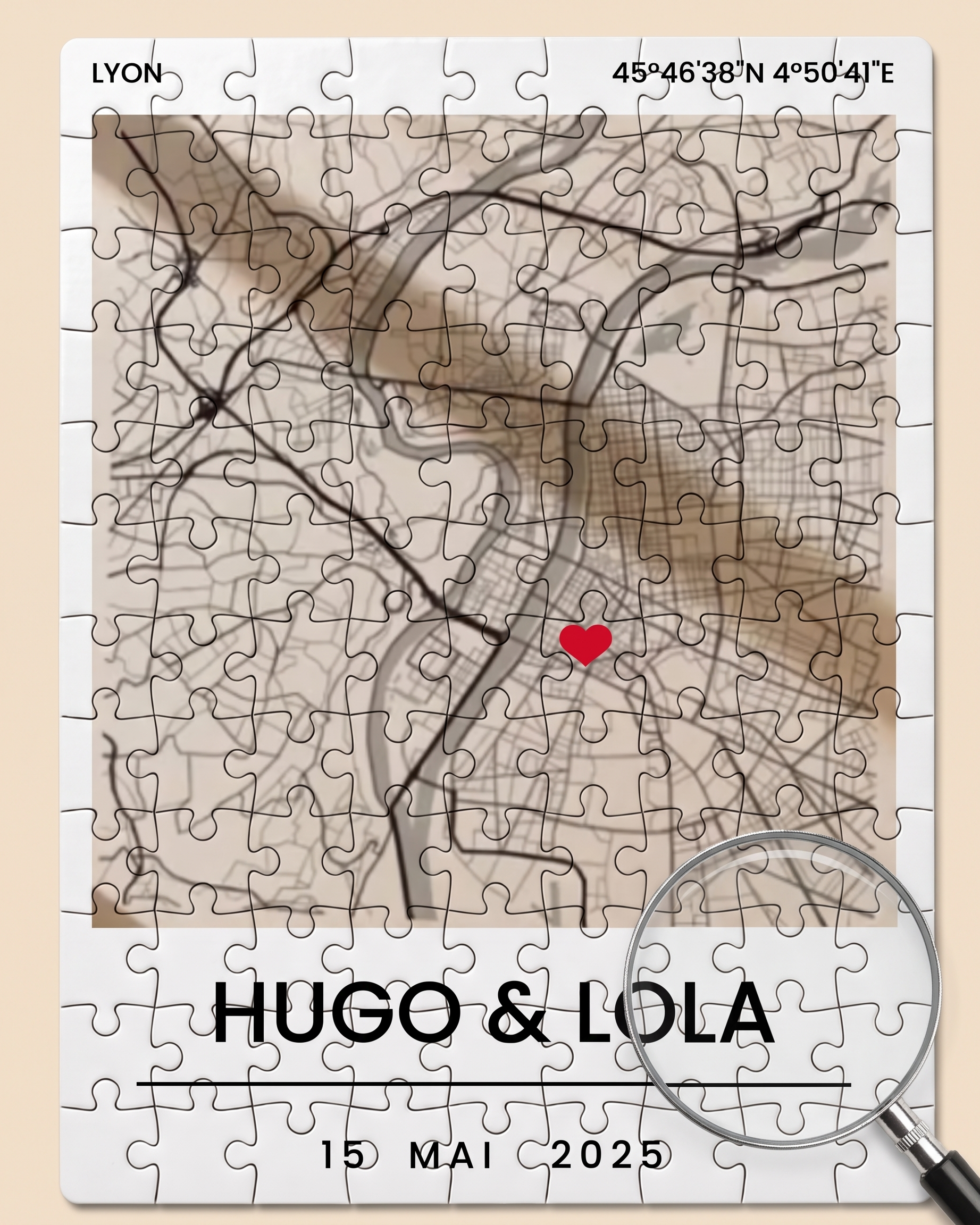 Affiche Carte Lieu de Rencontre Personnalisée Couple. Cadeau Saint-Valentin · Puzzle #-1