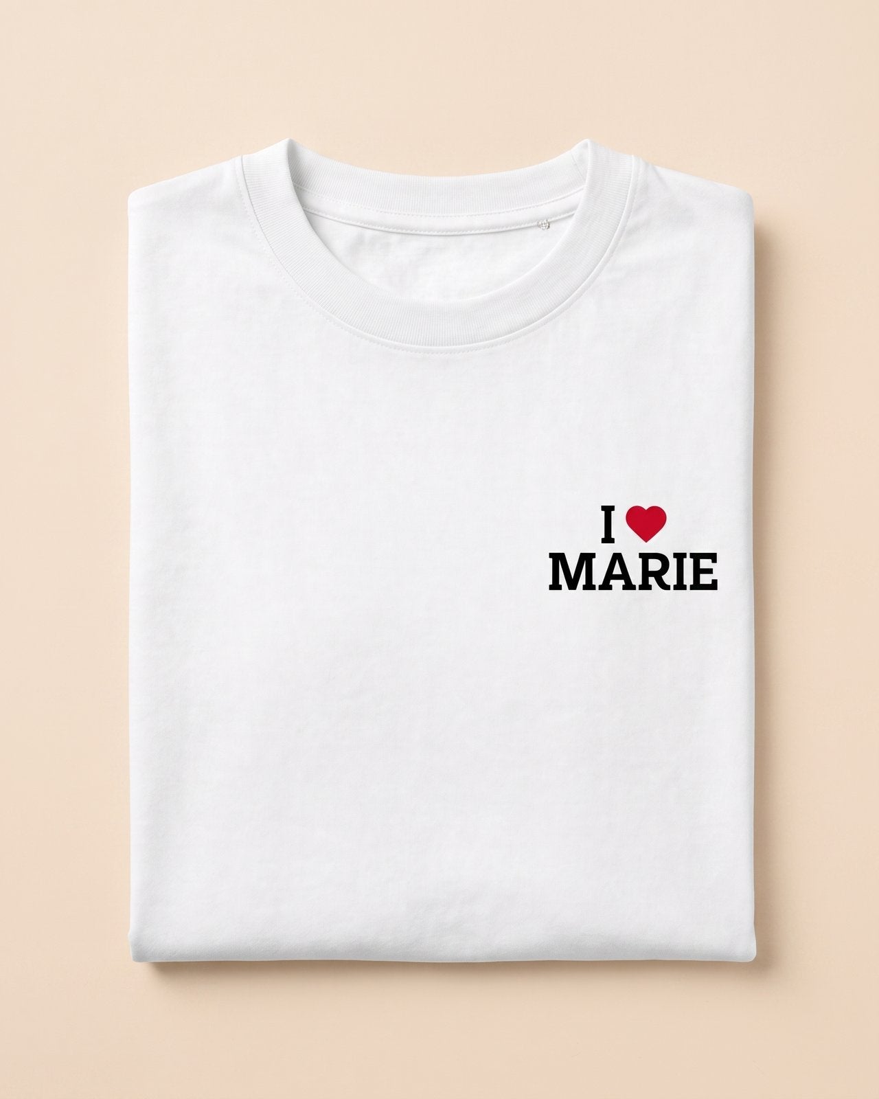 T-shirt I Love personnalisé – portrait & prénom – imprimé en France — vue 2 (version précédente)