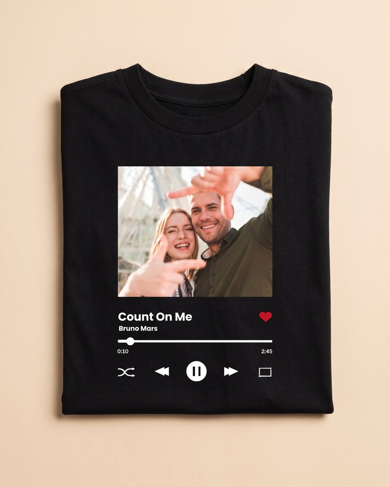 T-shirt personnalisé musique pour couple - Blanc — vue 3