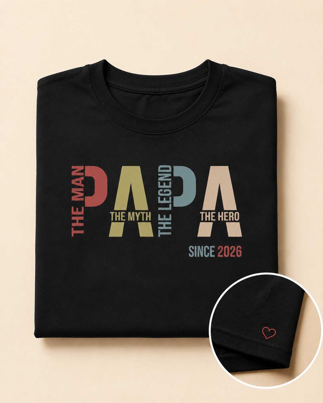 T-shirt The Papa personnalisé prénoms enfants design moderne — vue 1 (version précédente)