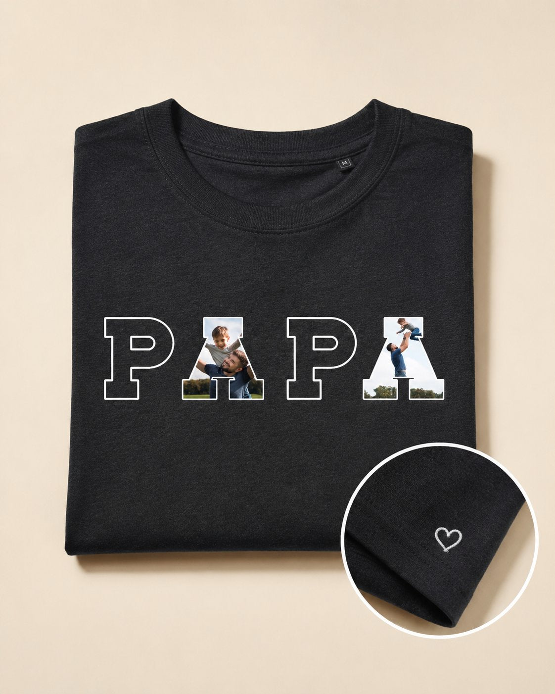 T-shirt PAPA personnalisé photos enfants imprimé France — vue 2