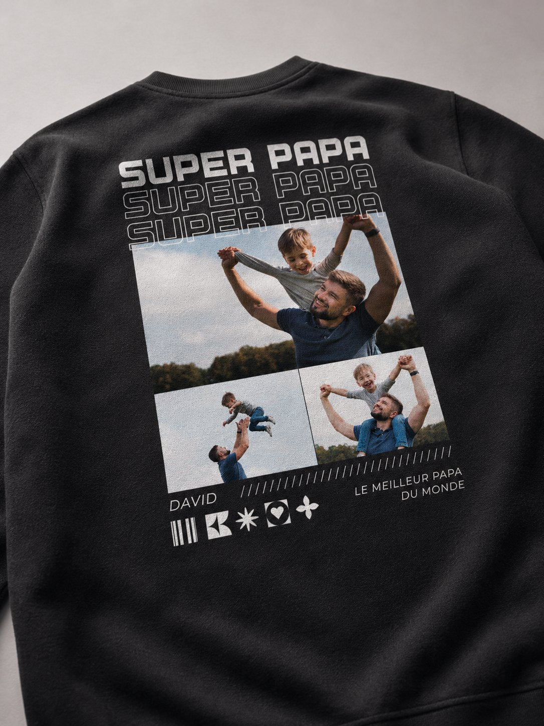 T-shirt Papa Personnalisé Prénom & Photos — vue 1 (version précédente)