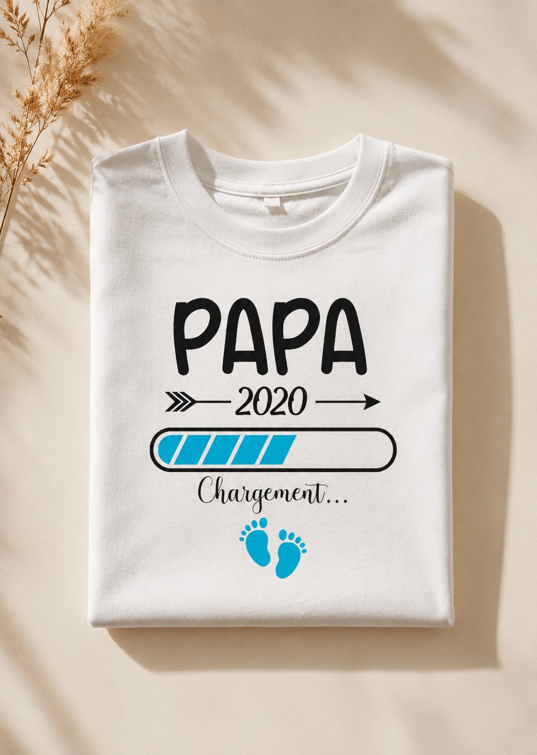 T-shirt Papa Chargement date personnalisé barre progression — vue 3