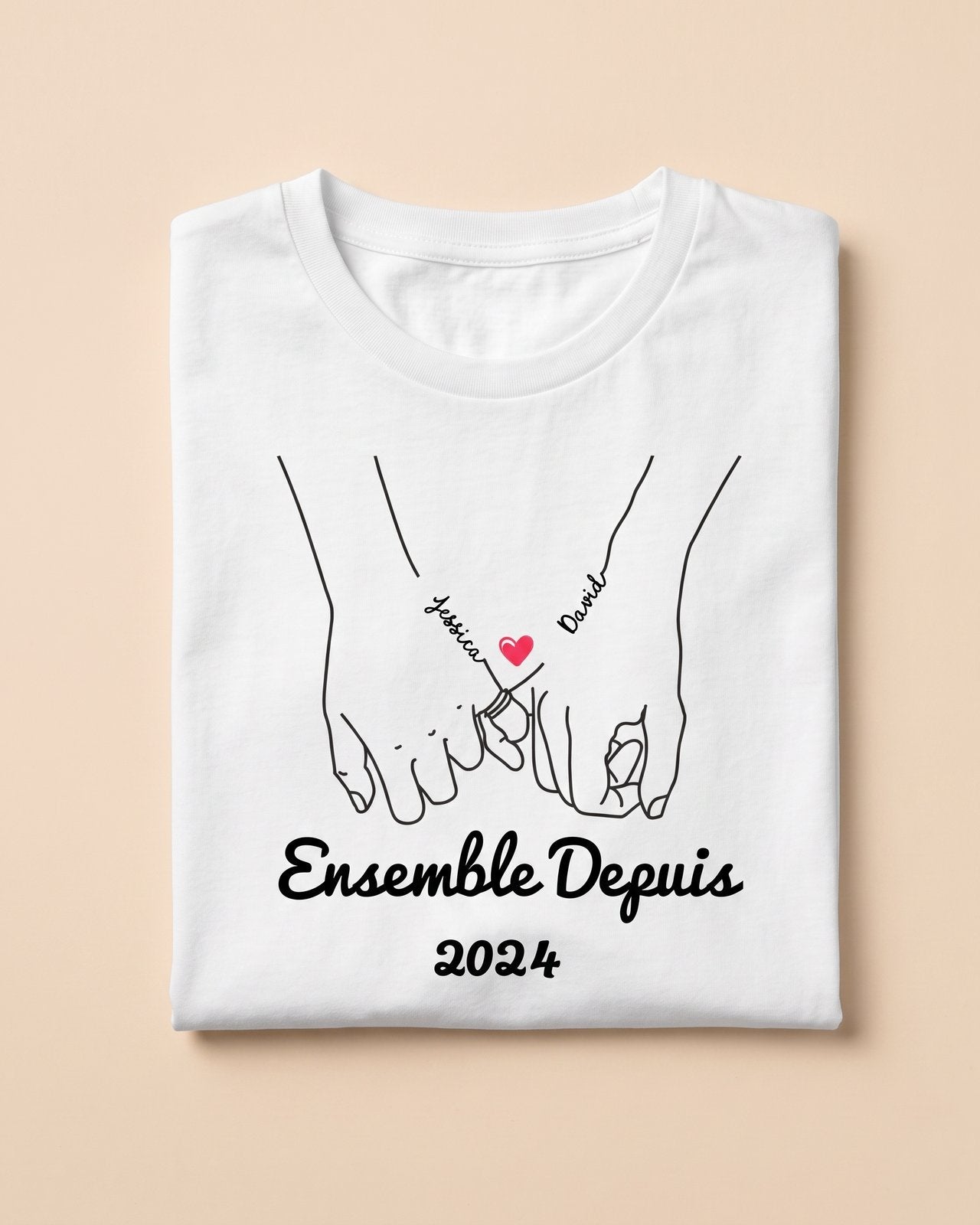 T-shirt personnalisé couple — cadeau - Blanc — vue 3