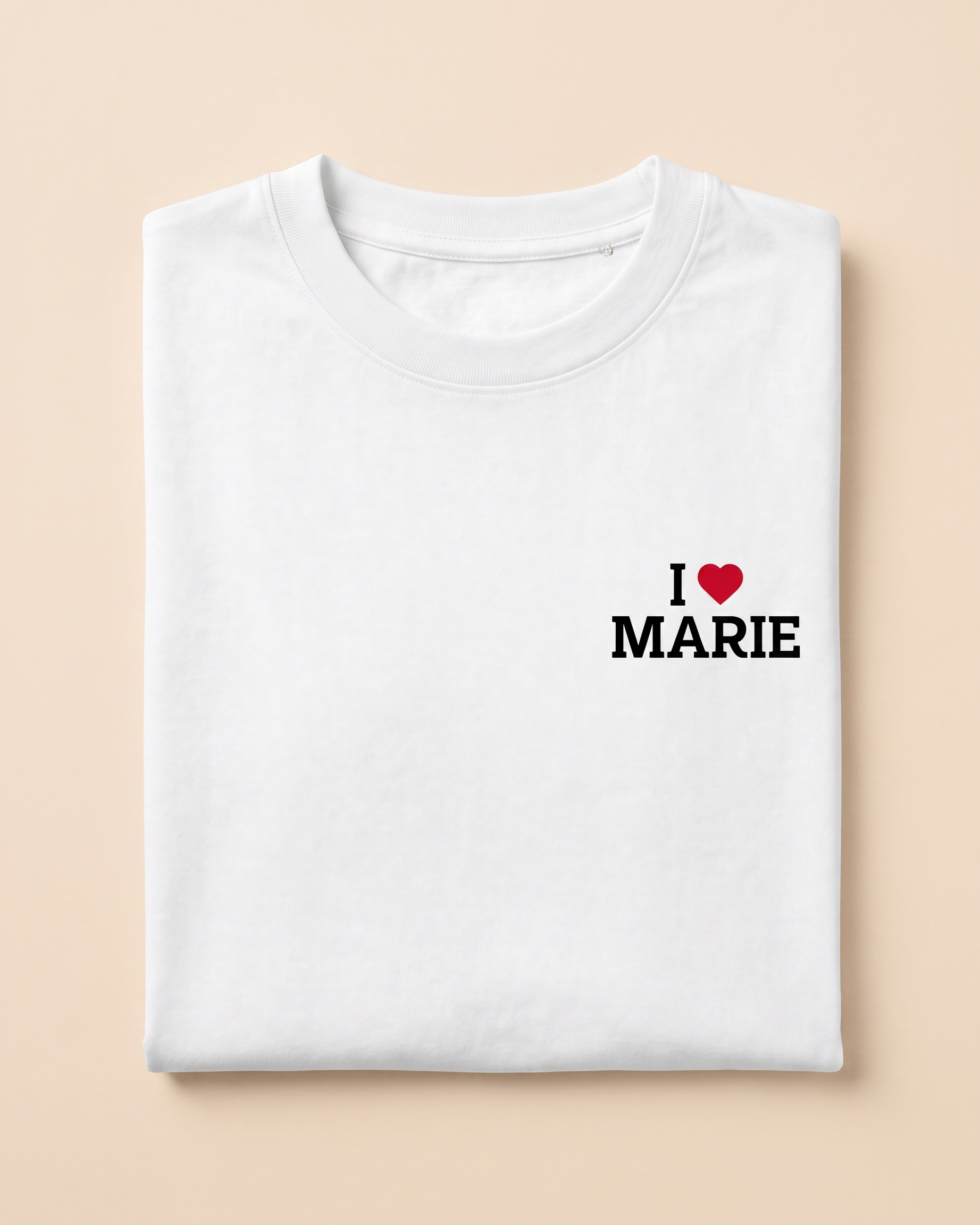 T-shirt I Love personnalisé – portrait & prénom – imprimé en France