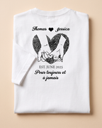 T-shirt couple personnalisé — votre photo & prénoms