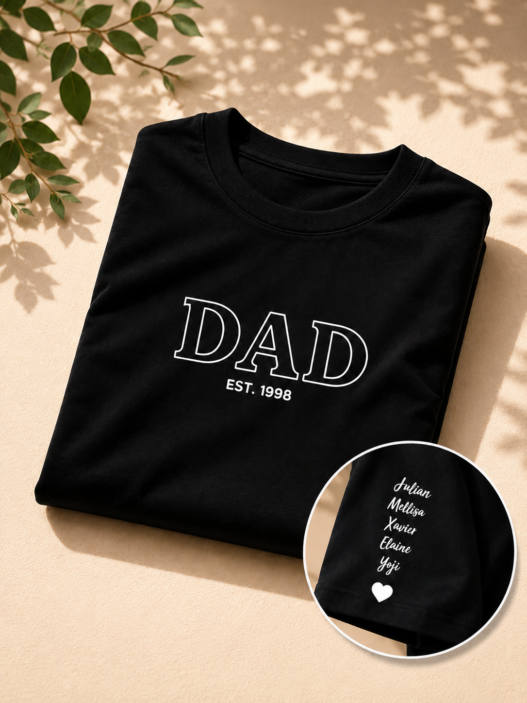 T-shirt DAD personnalisé – prénoms sur la manche – imprimé en France
