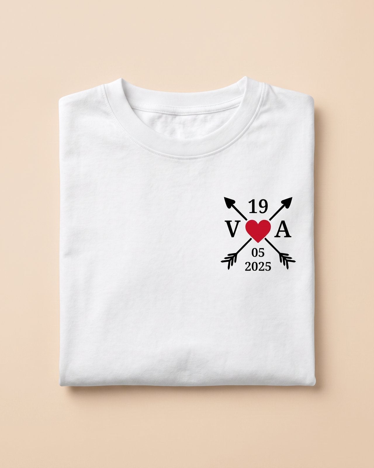 T-shirt couple personnalisé — cœur & votre date — vue 3