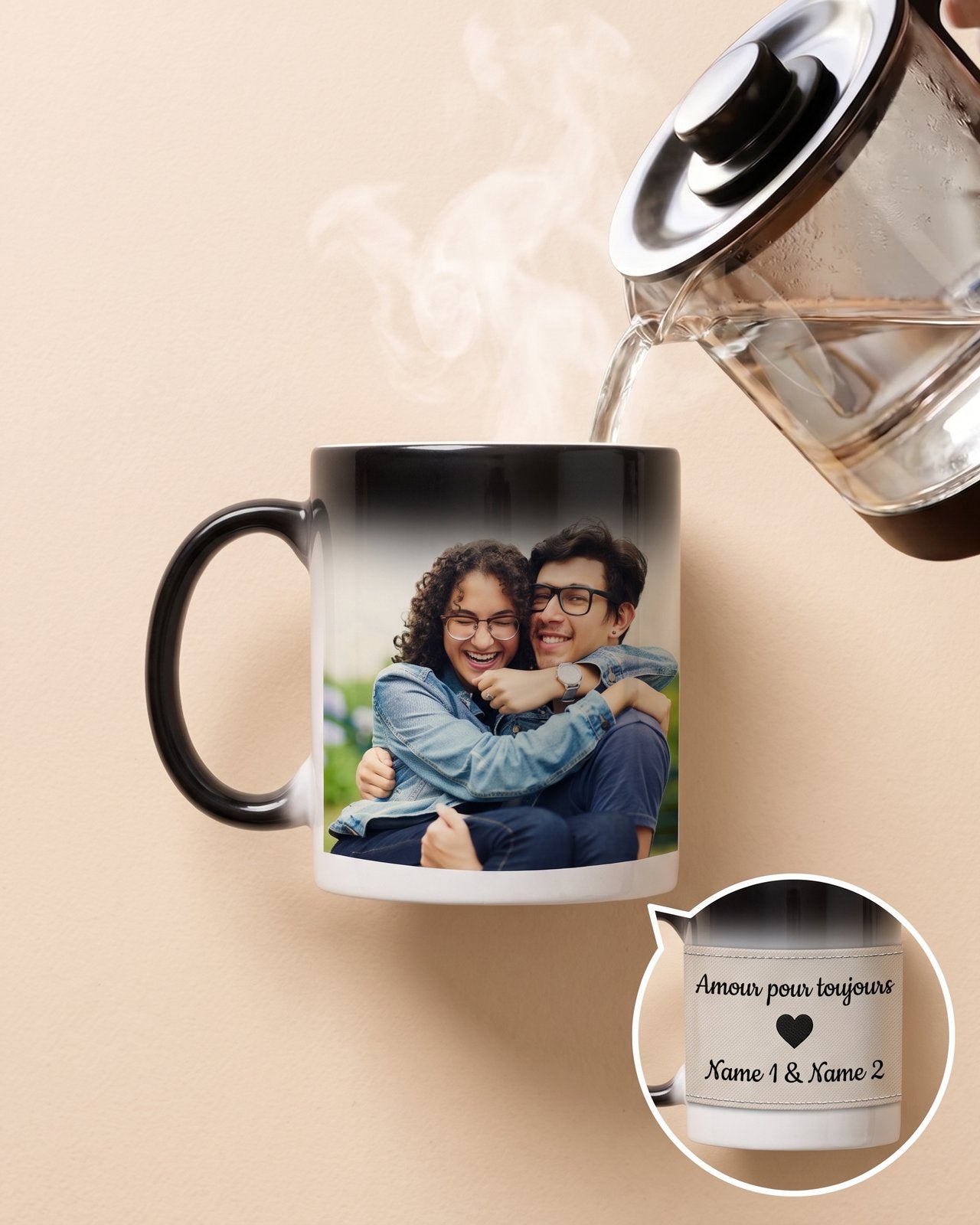 Mug personnalisé couple magique — pour les amoureux - Blanc — vue 3