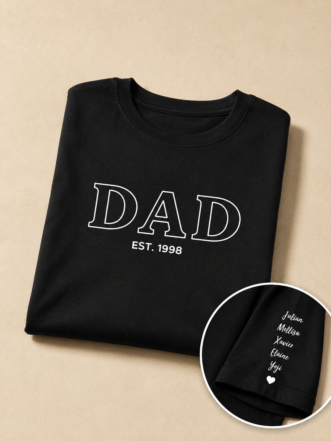T-shirt Dad Est. personnalisé date brodé France