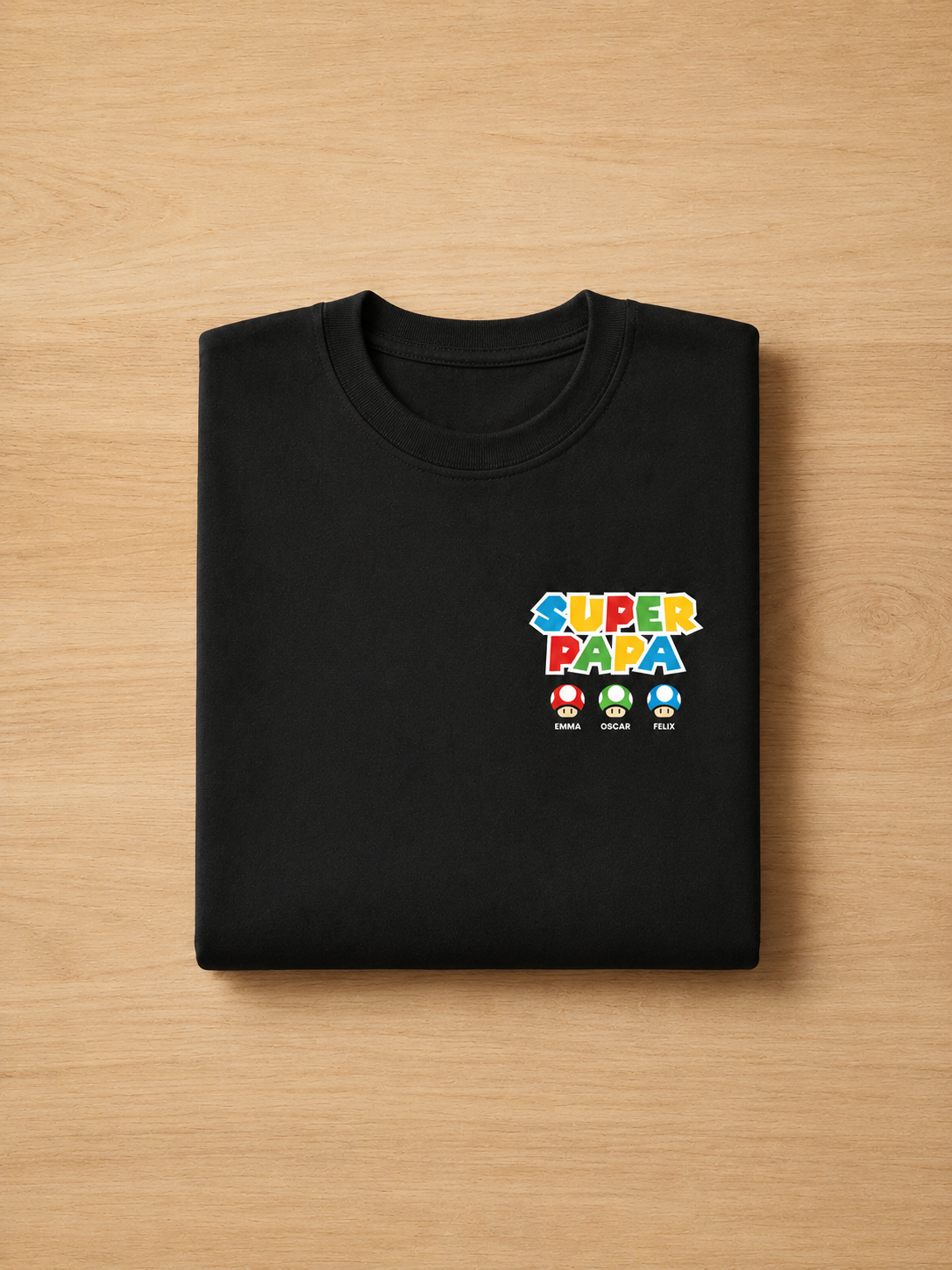 T-shirt papa personnalisé prénom enfants rétro — vue 1 (version précédente)