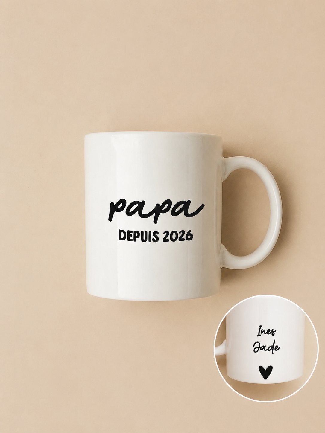 Mug Papa personnalisé prénom enfants cadeau atelier France — vue 1 (version précédente)
