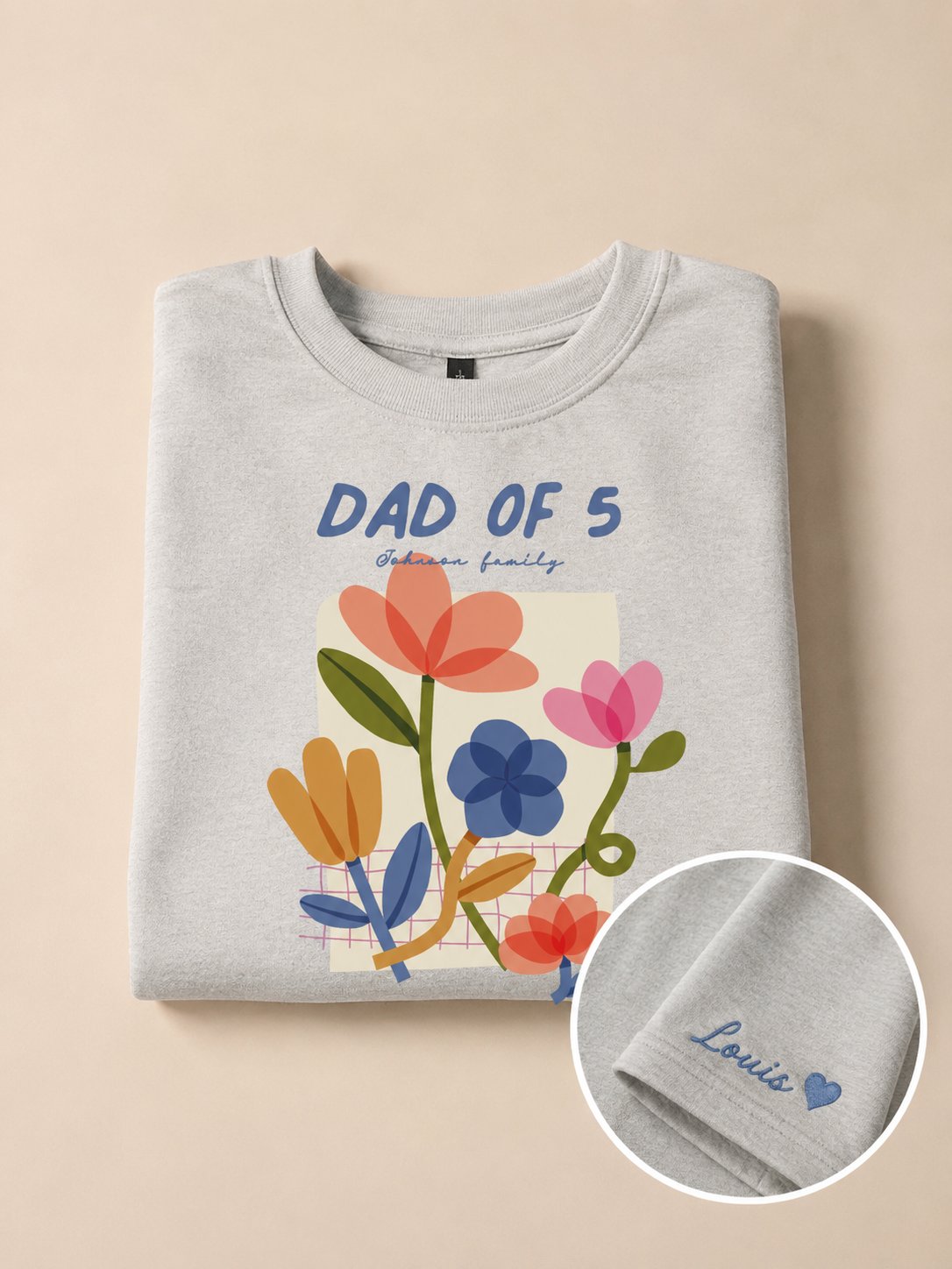 T-shirt Dad's Flowers personnalisé prénoms brodé France