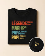 T-shirt Légende Papa personnalisé prénom enfants atelier France — vue 1 (version précédente)