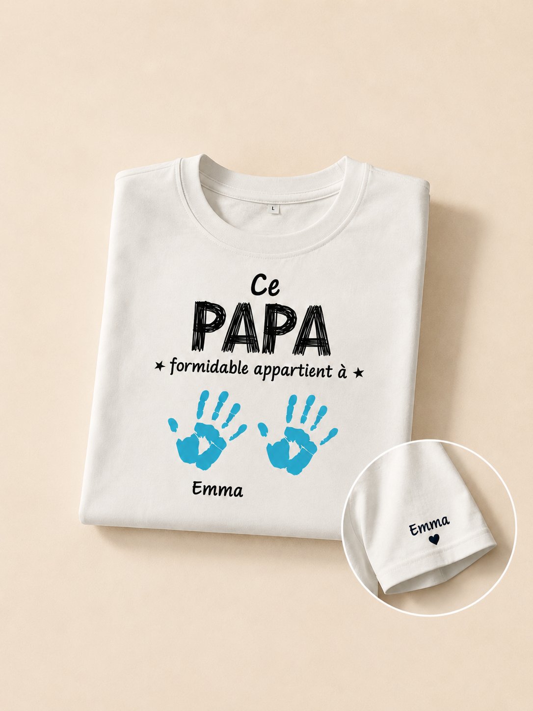 T-shirt « Ce papa formidable appartient à… » personnalisé prénoms – imprimé en France — vue 1 (version précédente)