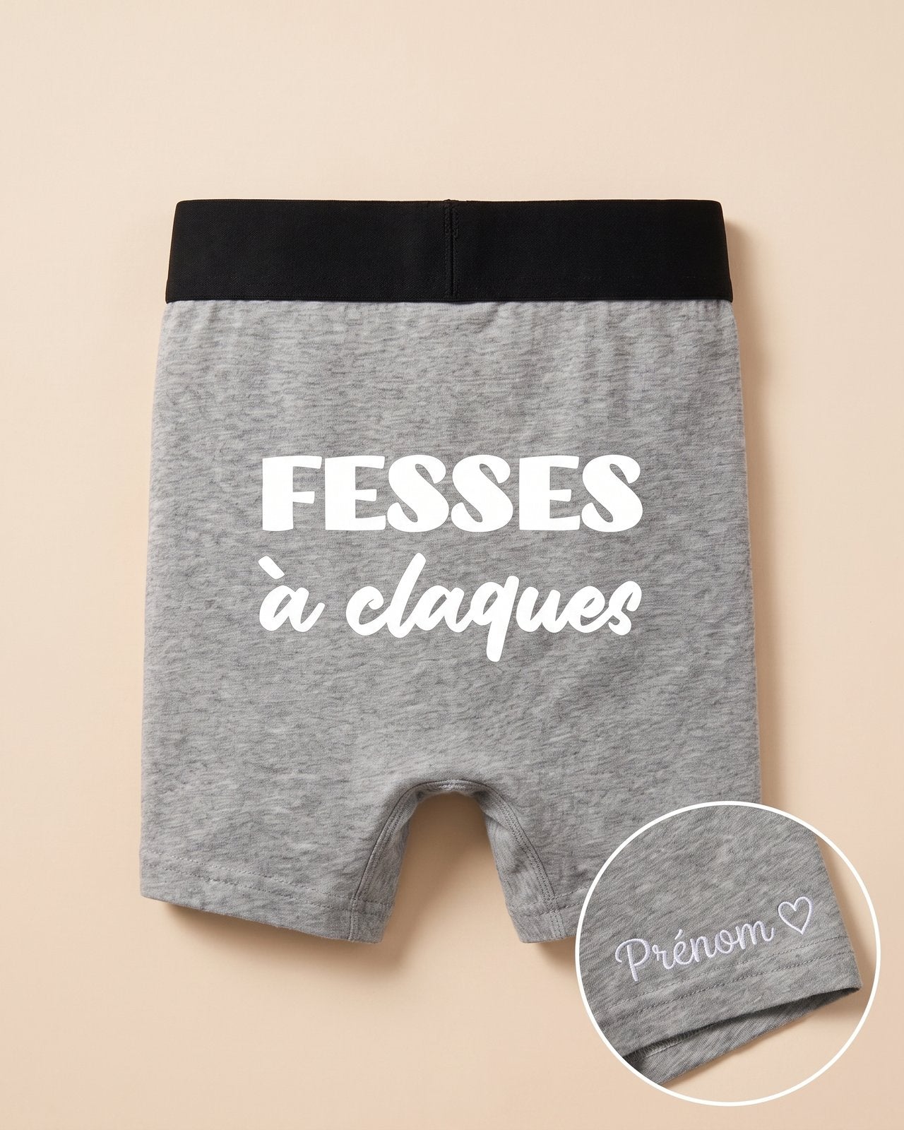 Boxer personnalisé couple fesses à claques — pour lui - Blanc — vue 3