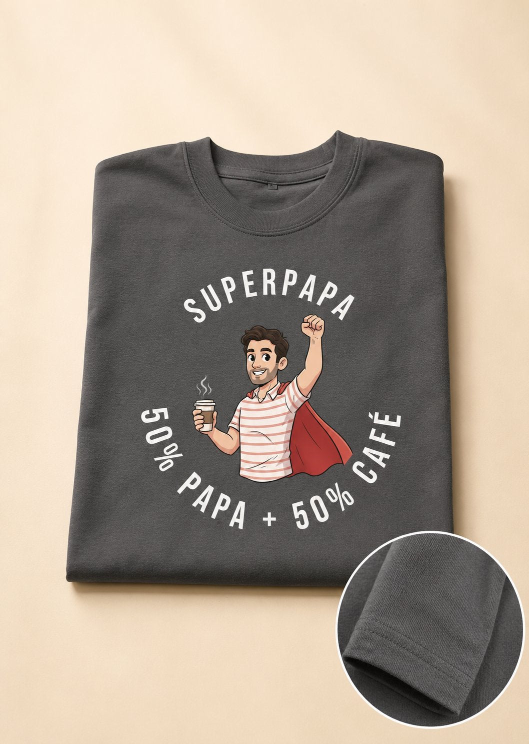T-shirt 50% Papa 50% Café personnalisé humour France