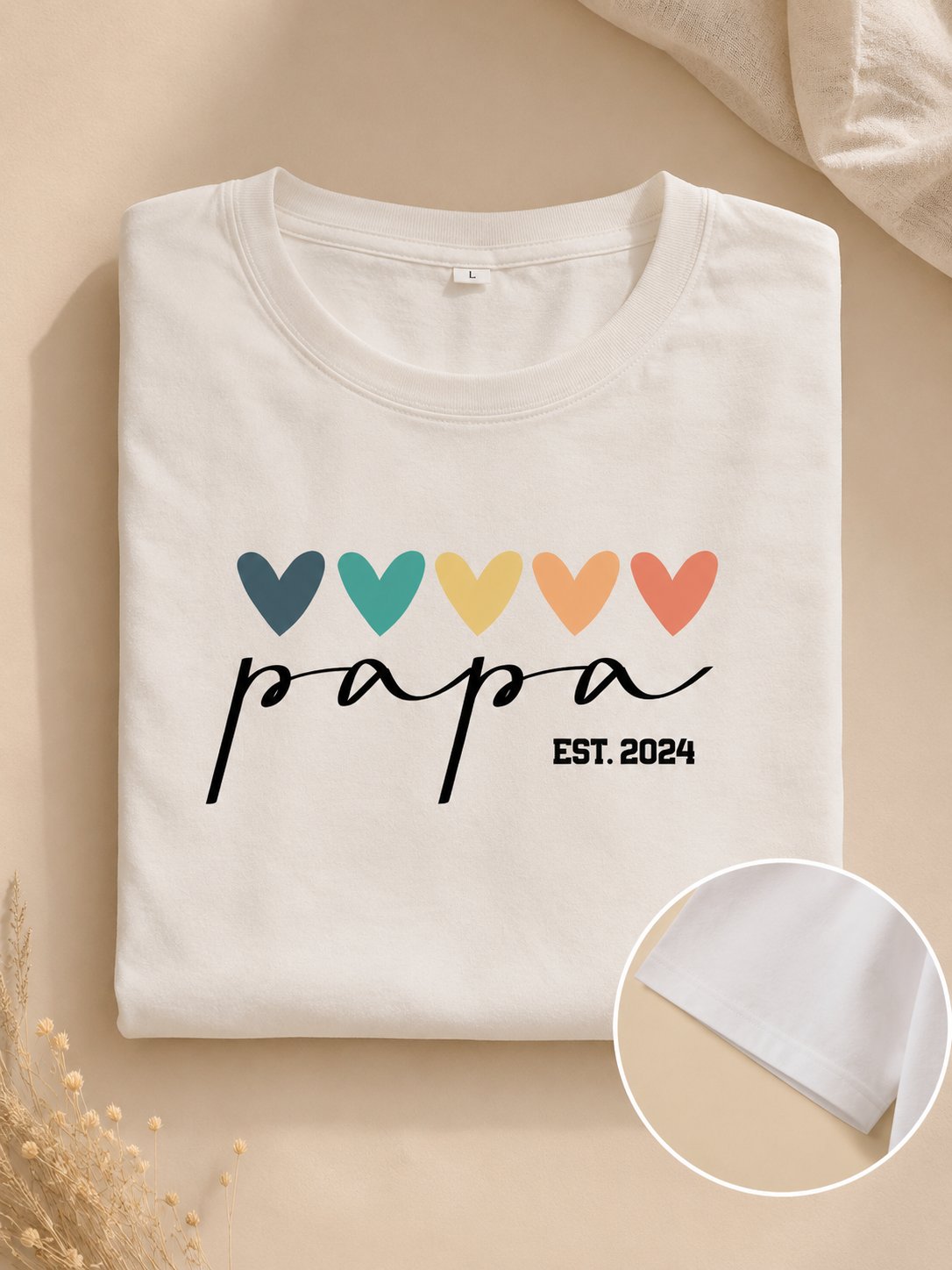 T-shirt Papa Cœurs personnalisé prénoms brodé France