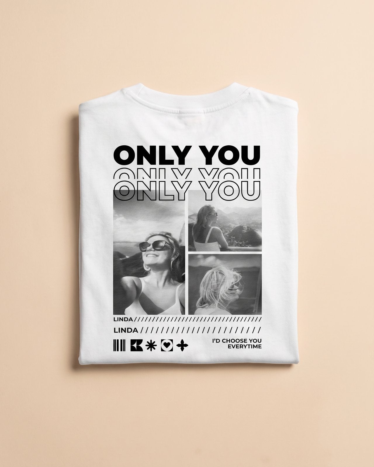 T-shirt couple « Only You » personnalisé — vos prénoms — vue 3