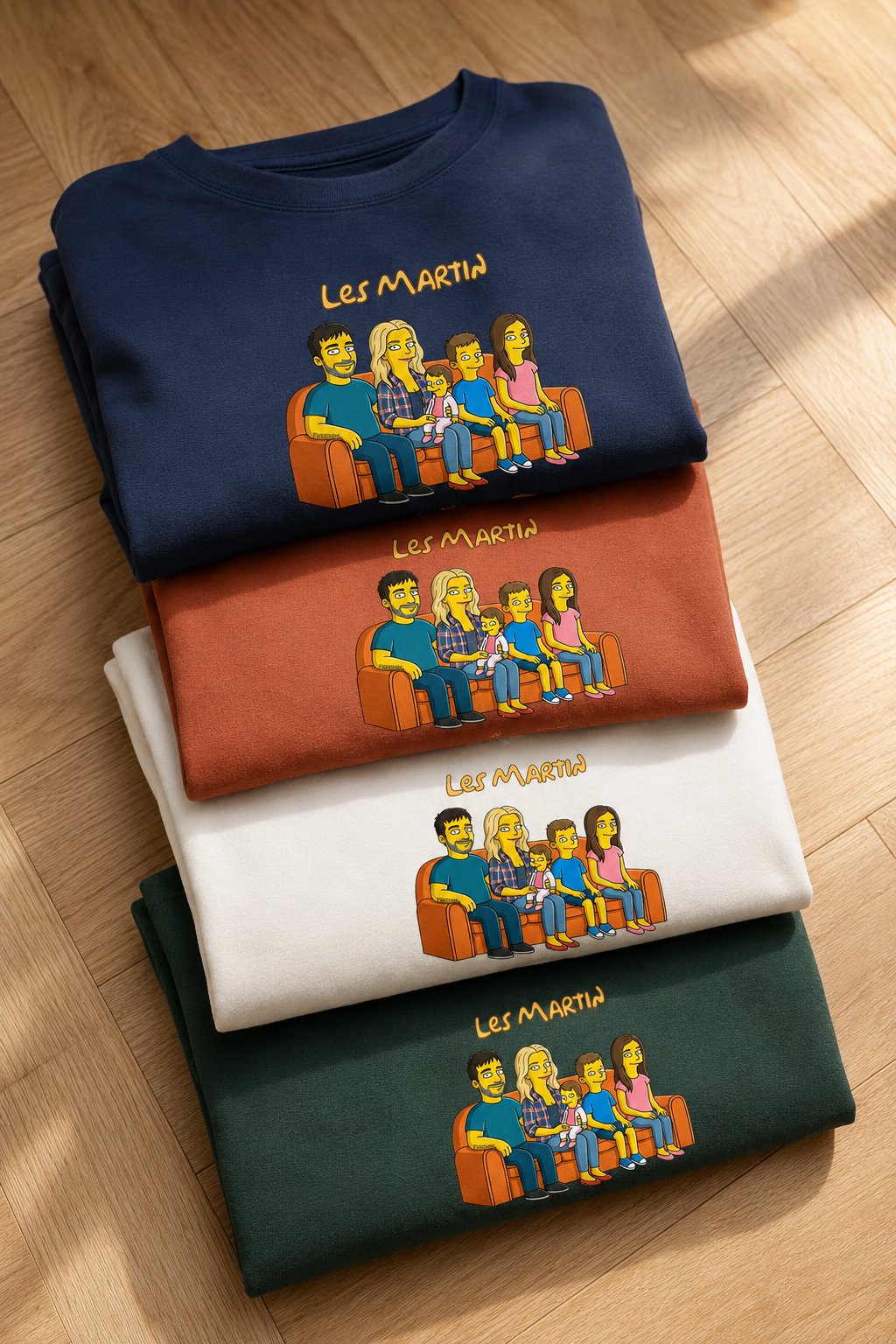 T-shirt Portrait Famille Personnalisé illustré papa enfants — vue 4