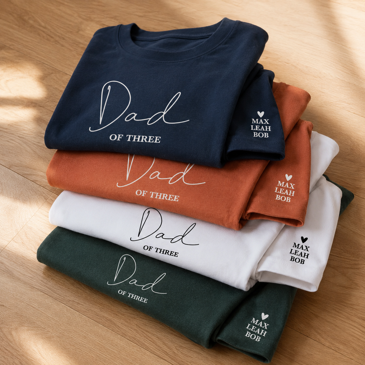 T-shirt homme Dad of et prénoms brodé personnalisé