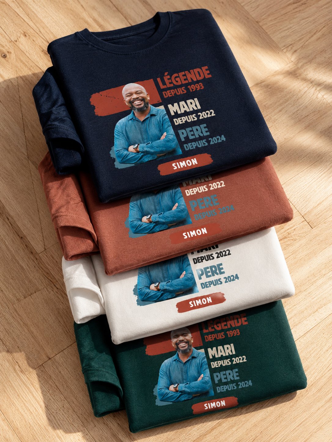 T-shirt Legend Photo Papa personnalisé portrait enfant France — vue 4